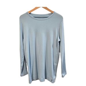 J. Jill Perfect Pima Cotton Light Blue Long Sleeve Forward Seam Tunic Top Large